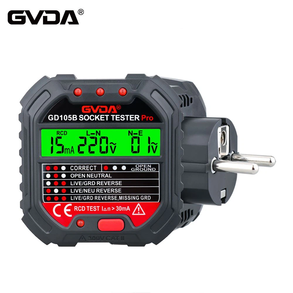 GVDA সকেট টেস্টার GD105B এর প্রযুক্তিগত পরামিতি